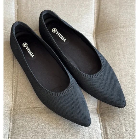 Vivaia Aria 5 Pointed Toe Flats Black Comfort Shoes 41.5, US 10 - Picture 4 of 12